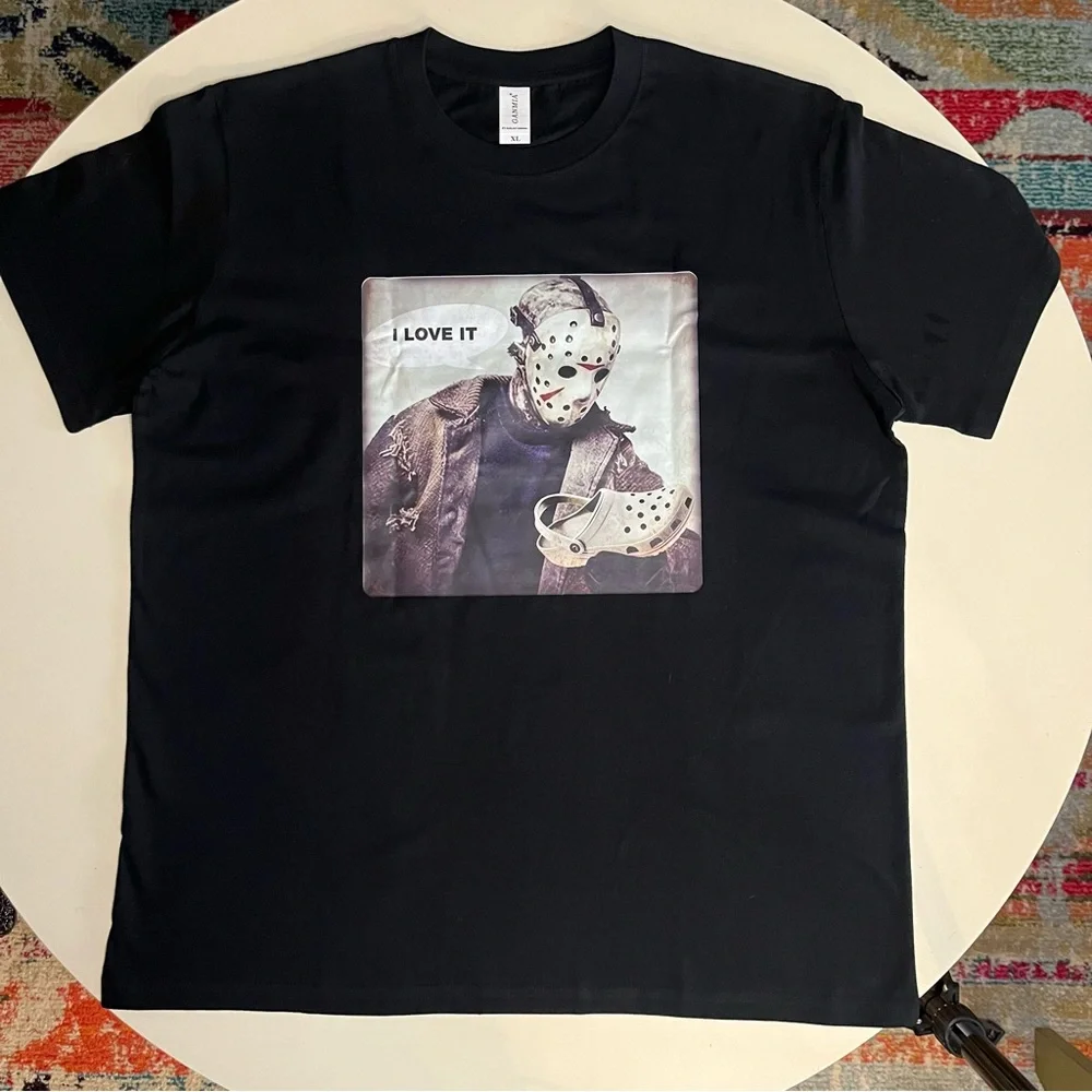 Jason Voorhees "I Love It" Funny Horror Movie Crocs T-Shirt 100% Cotton XL NWOT - Picture 2 of 5